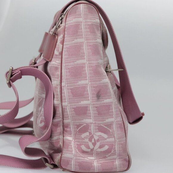 CHANEL New Travel Line Backpack Canvas Pink CC Auth BD376 - Picture 4 of 16